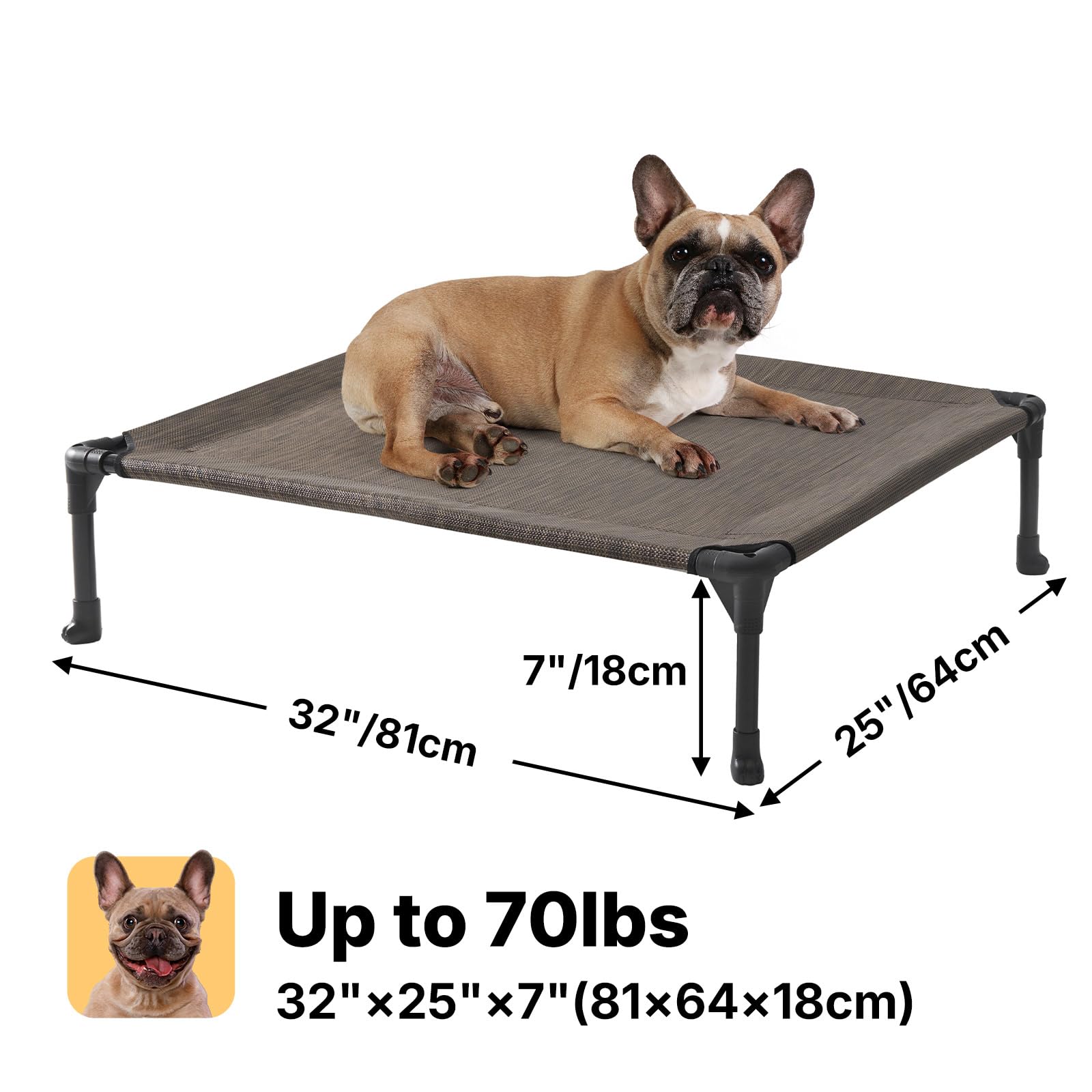 Cama elevada Veehoo, dimensiones 81x64 cm para perros medianos.