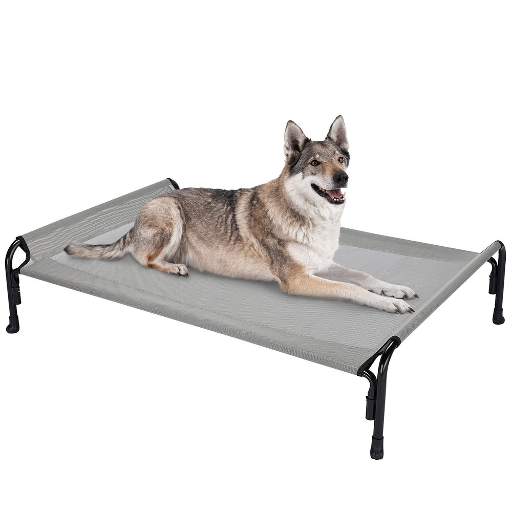 Veehoo cama perro elevada exterior grande, descanso cómodo con marco resistente.