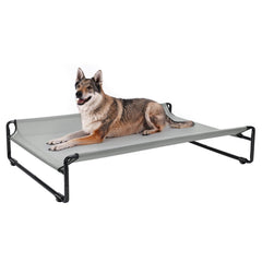 Cama para perros Veehoo elevada en exterior gris, ideal para perros grandes