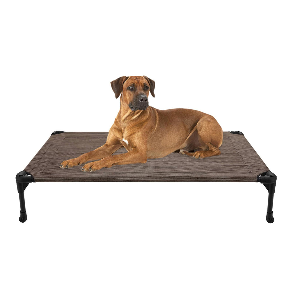 Cama para perro Veehoo elevada exterior con malla transpirable para descanso cómodo.