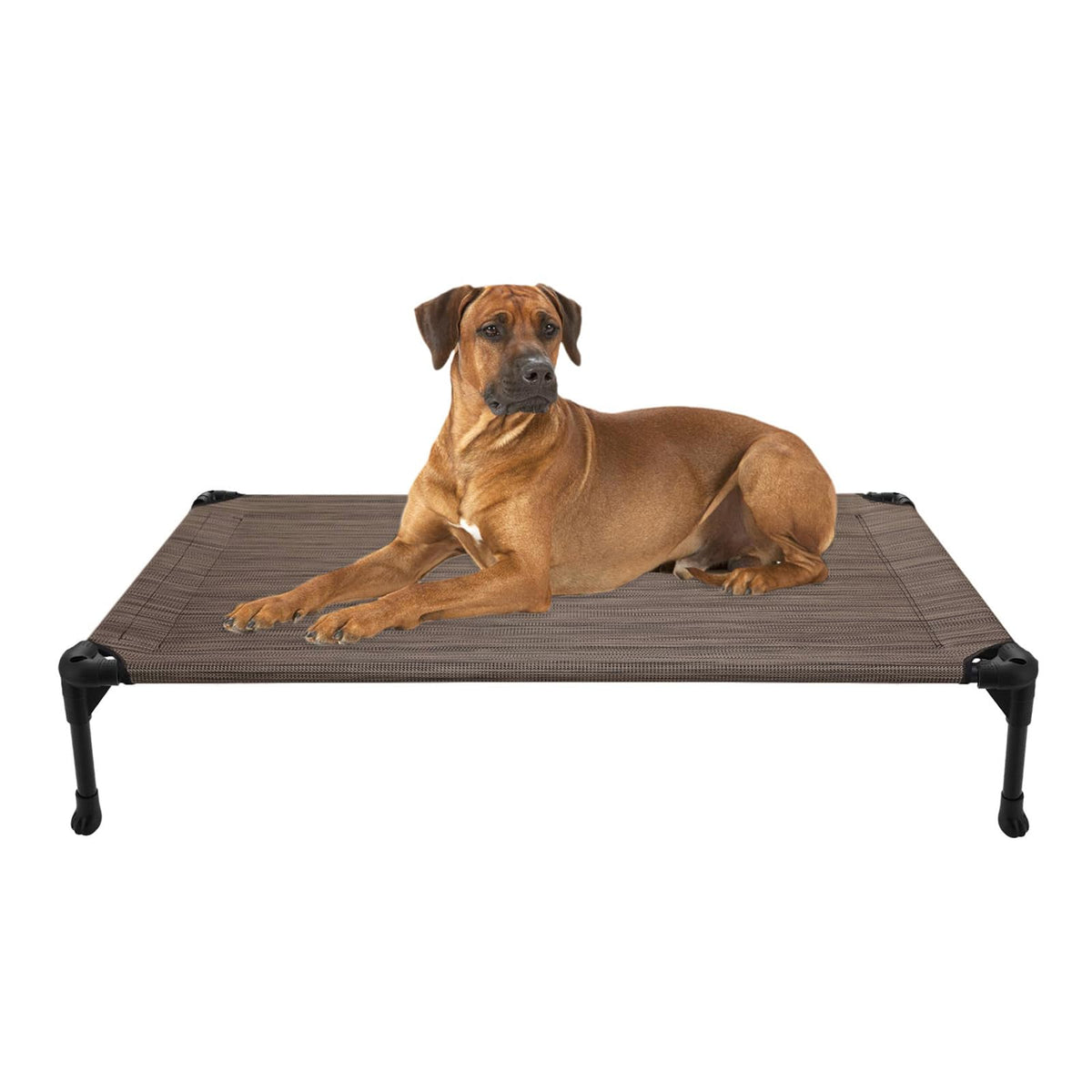 Cama para perro Veehoo elevada exterior con malla transpirable para descanso cómodo.