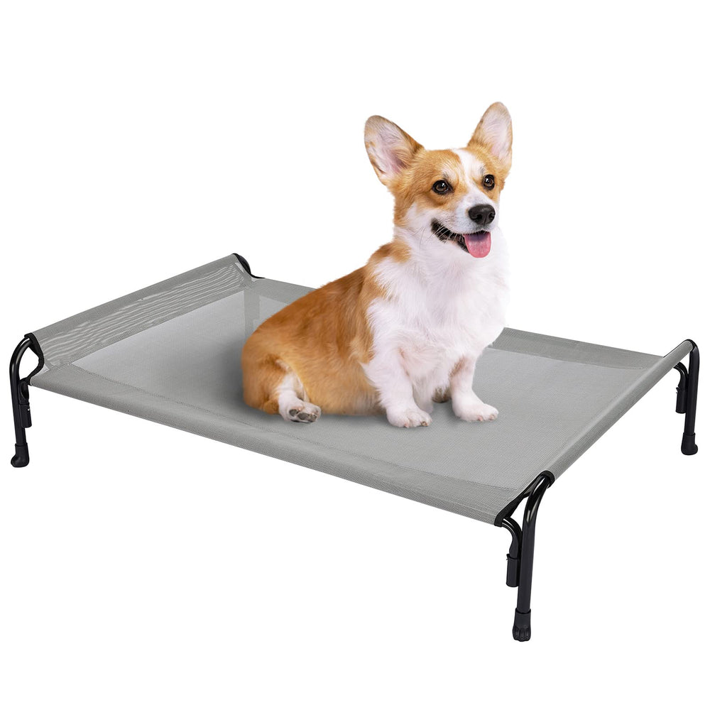 Cama para perros Veehoo elevada para exterior, cómodo descanso al aire libre.