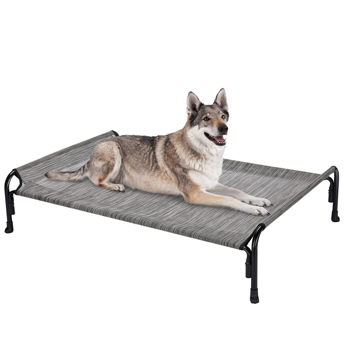 Cama para perro Veehoo elevada exterior, descanso fresco para perros grandes.