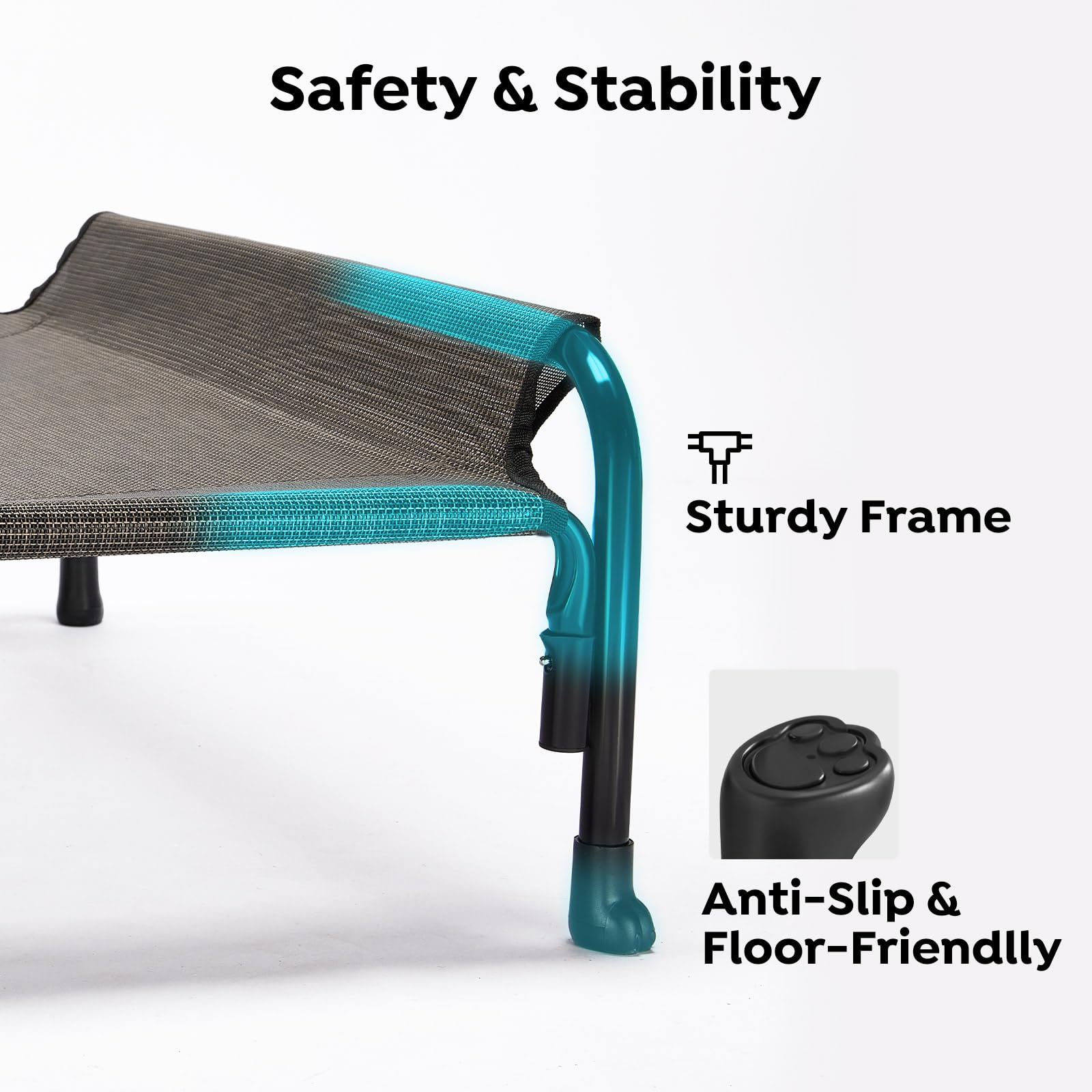 Cama impermeable Veehoo con drenaje de agua para uso limpio al exterior.