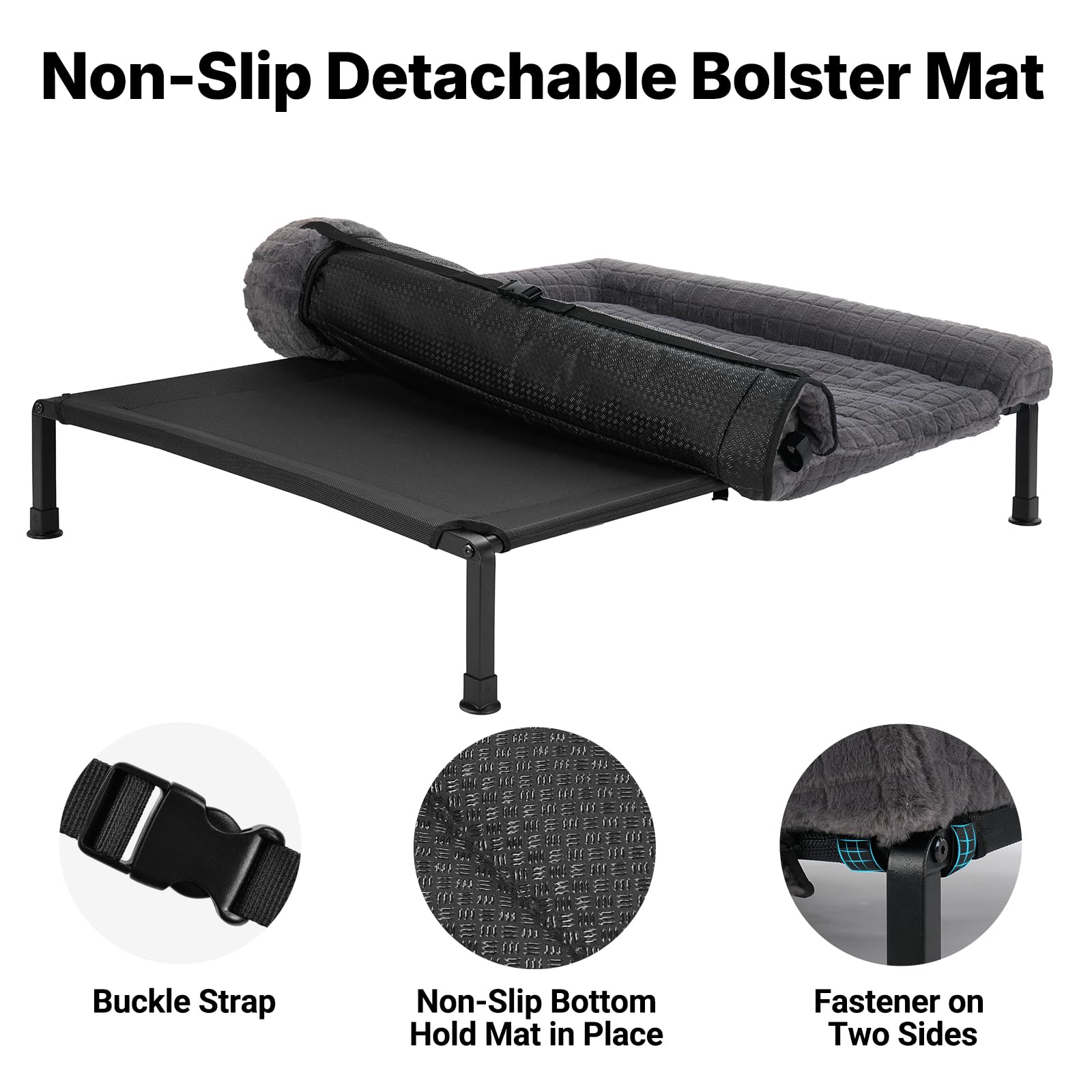Veehoo cama elevada con malla transpirable para temperatura cómoda.