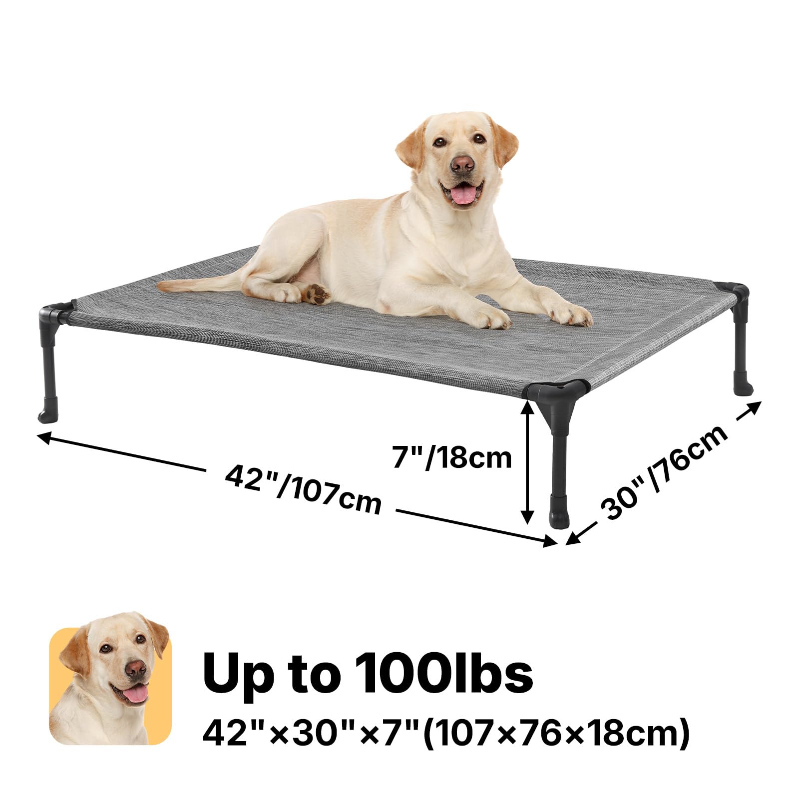 Veehoo cama elevada con marco de acero y recubrimiento en polvo para mayor durabilidad