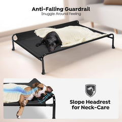 Cama Veehoo elevada negra con baranda para seguridad al dormir