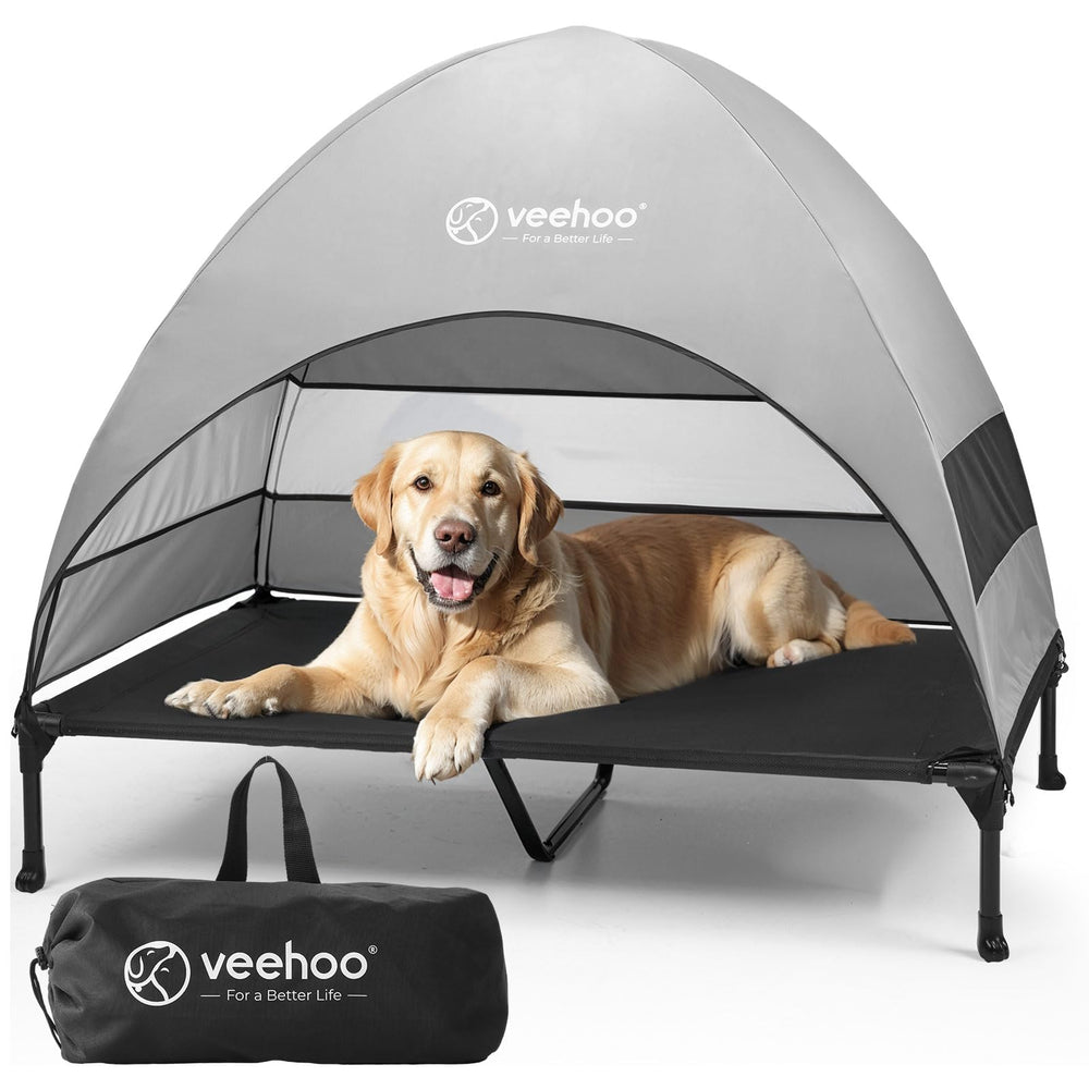 Cama para perro Veehoo al aire libre con dosel y sombra