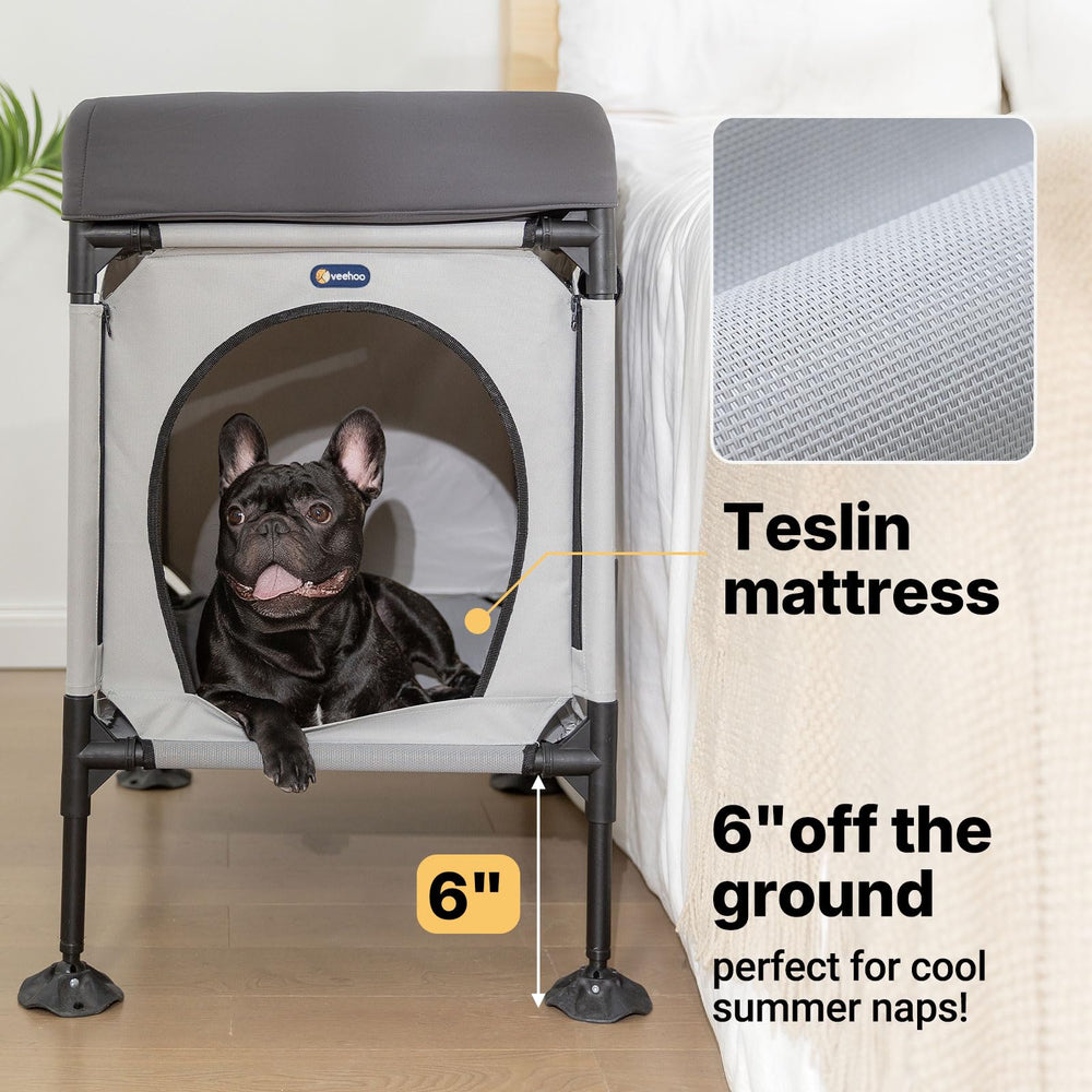 Veehoo cama perro con cremallera; ofrece ventilación ajustable.