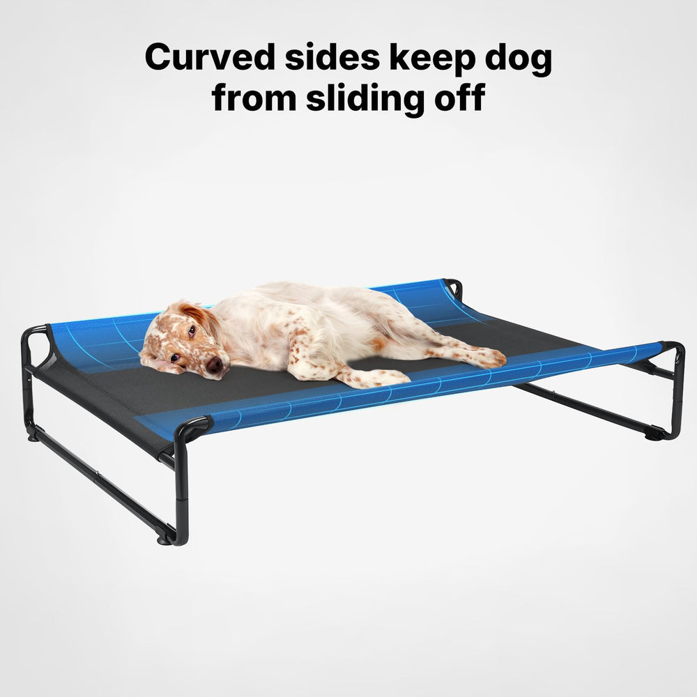 Veehoo cama para perros elevada de acero y malla Textilene, resistencia y durabilidad.
