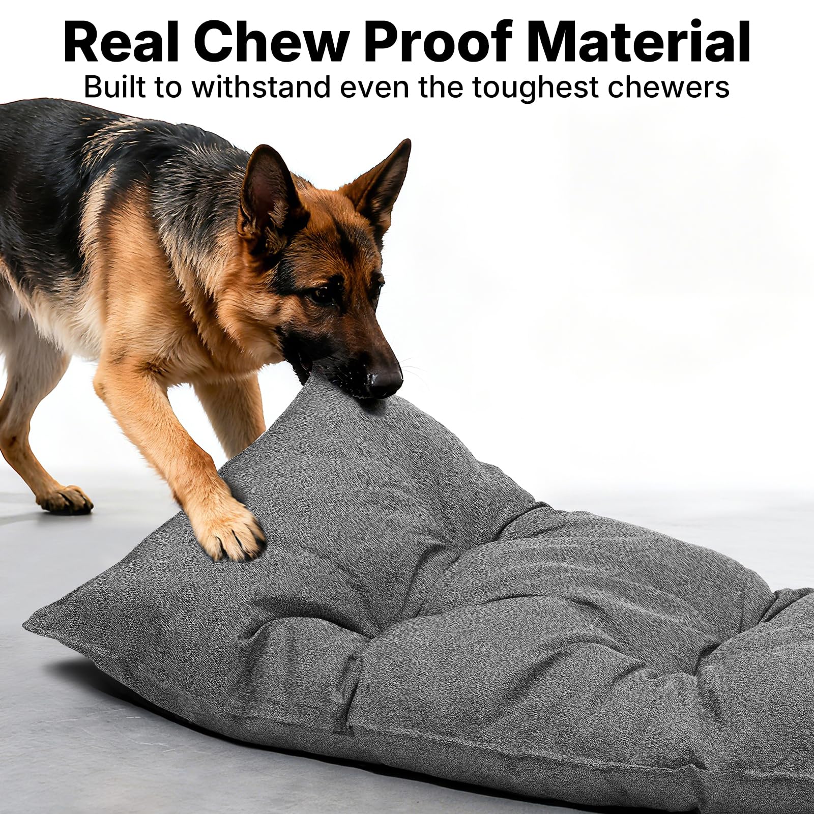 Cama Veehoo resistente a mordidas en tejido fuerte para perros.