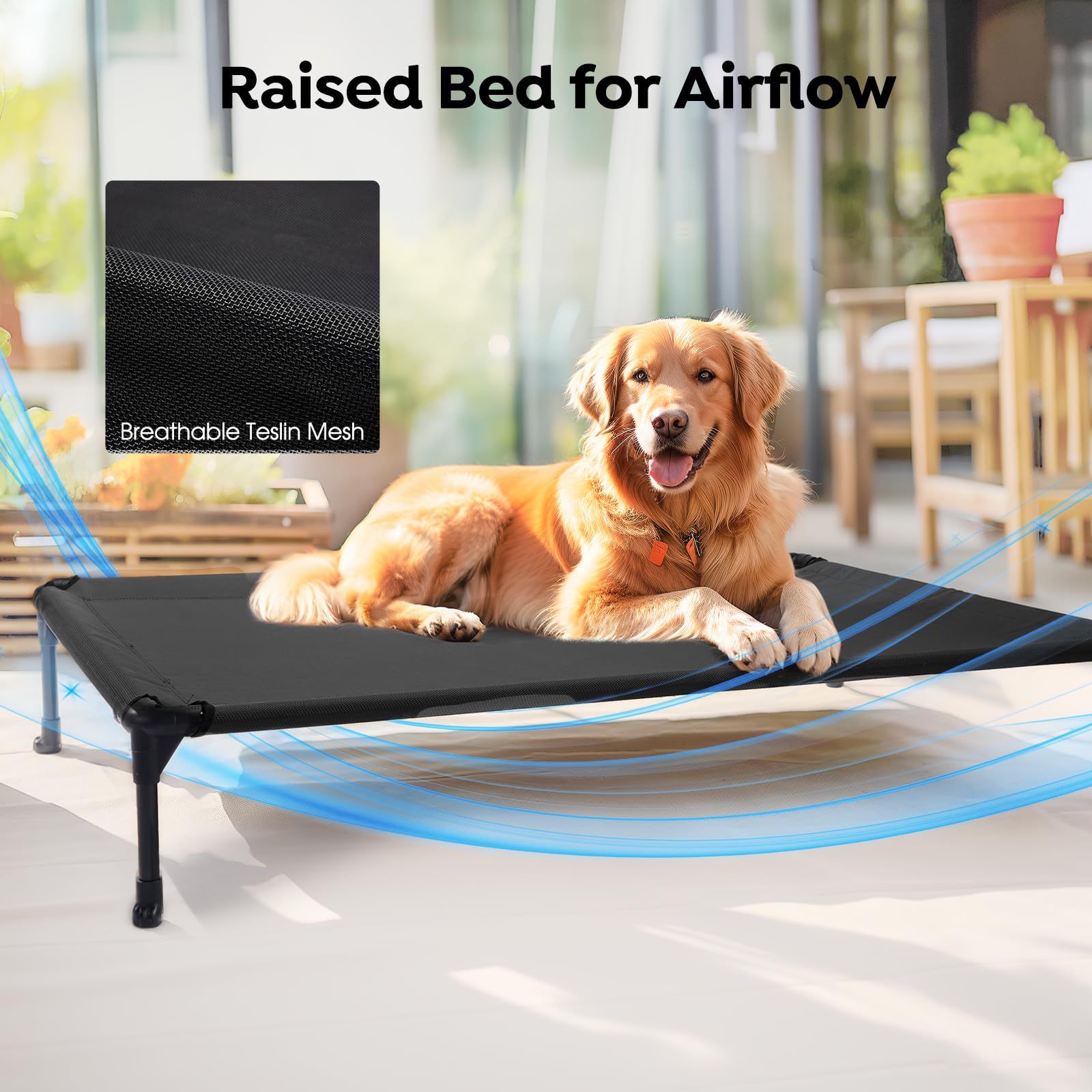 Uso interior y exterior con la cama Veehoo para mascotas activas