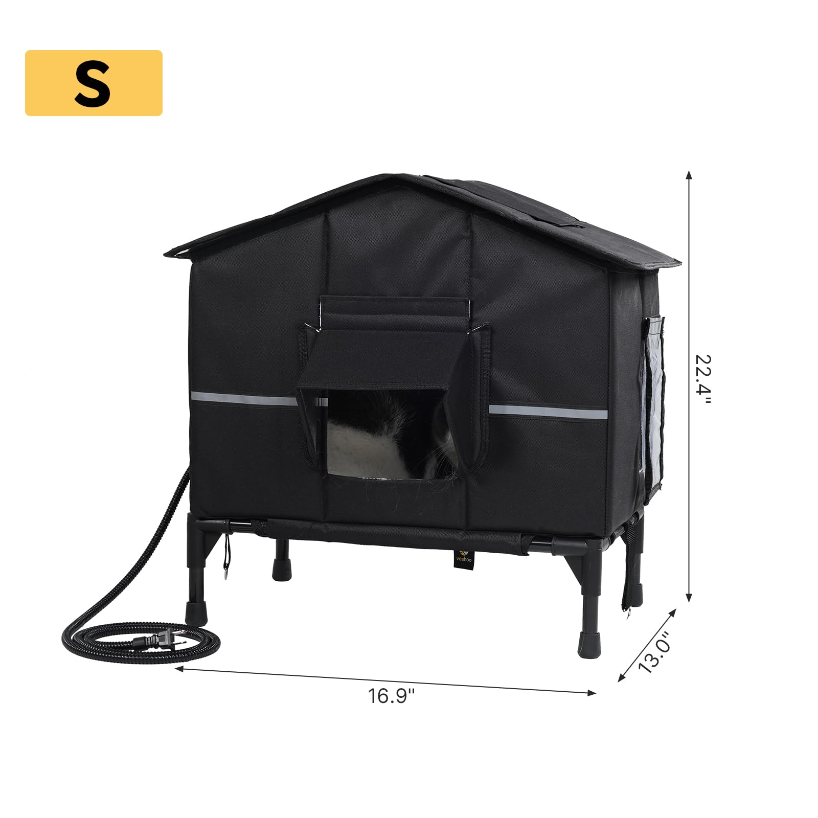 Veehoo casa-gatos-caliente-exterior ensamblaje-sin-herramientas es rápido y sencillo.
