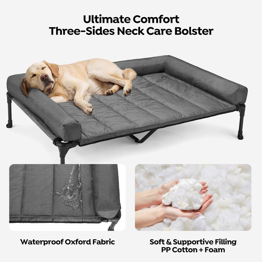Cojín reforzado impermeable para cama de perro con soporte de cuello