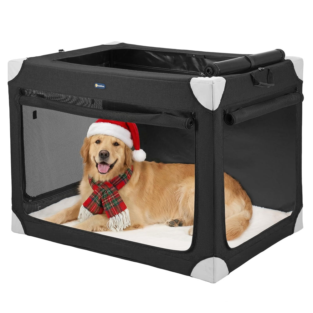 Jaula Veehoo para perro grande con 36 pulgadas ofrece amplio espacio interior para estirarse.