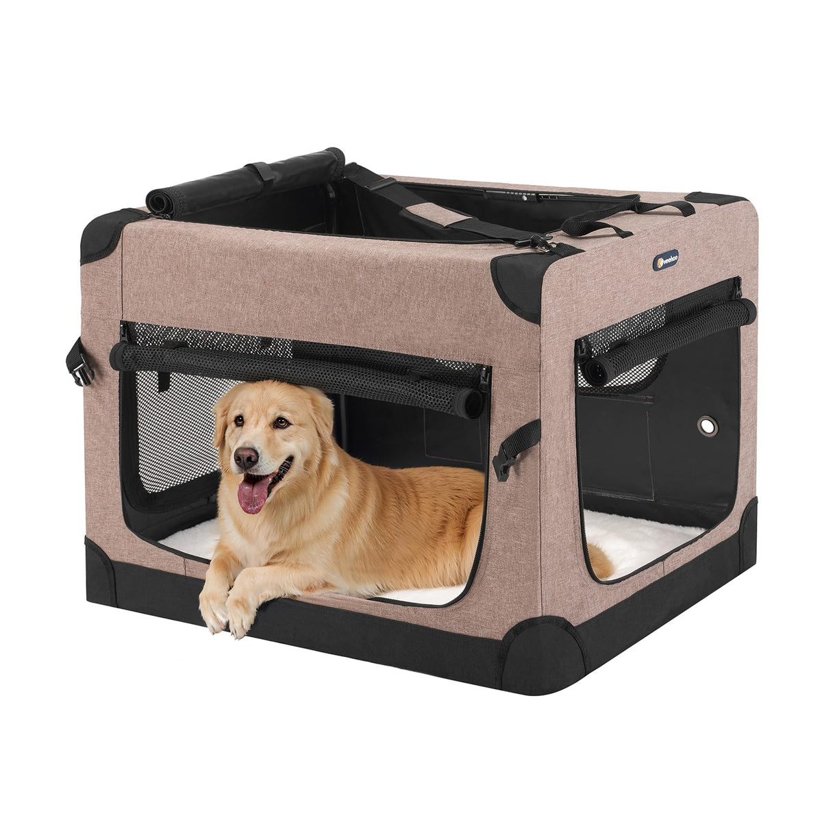 Veehoo jaula plegable de 36 pulgadas con asa para transporte cómodo