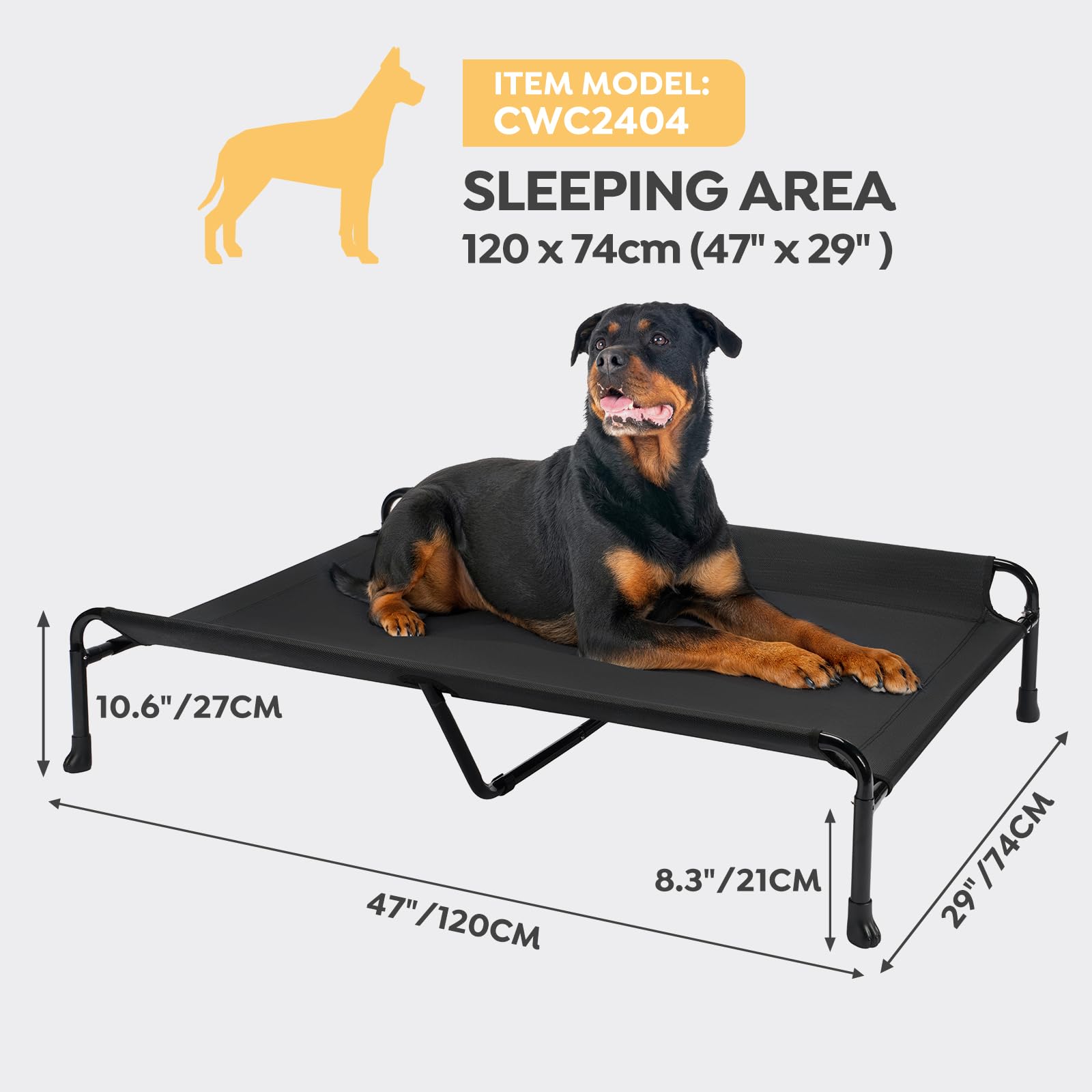 Pies antideslizantes de silicona en cama para perros Veehoo para mayor estabilidad.