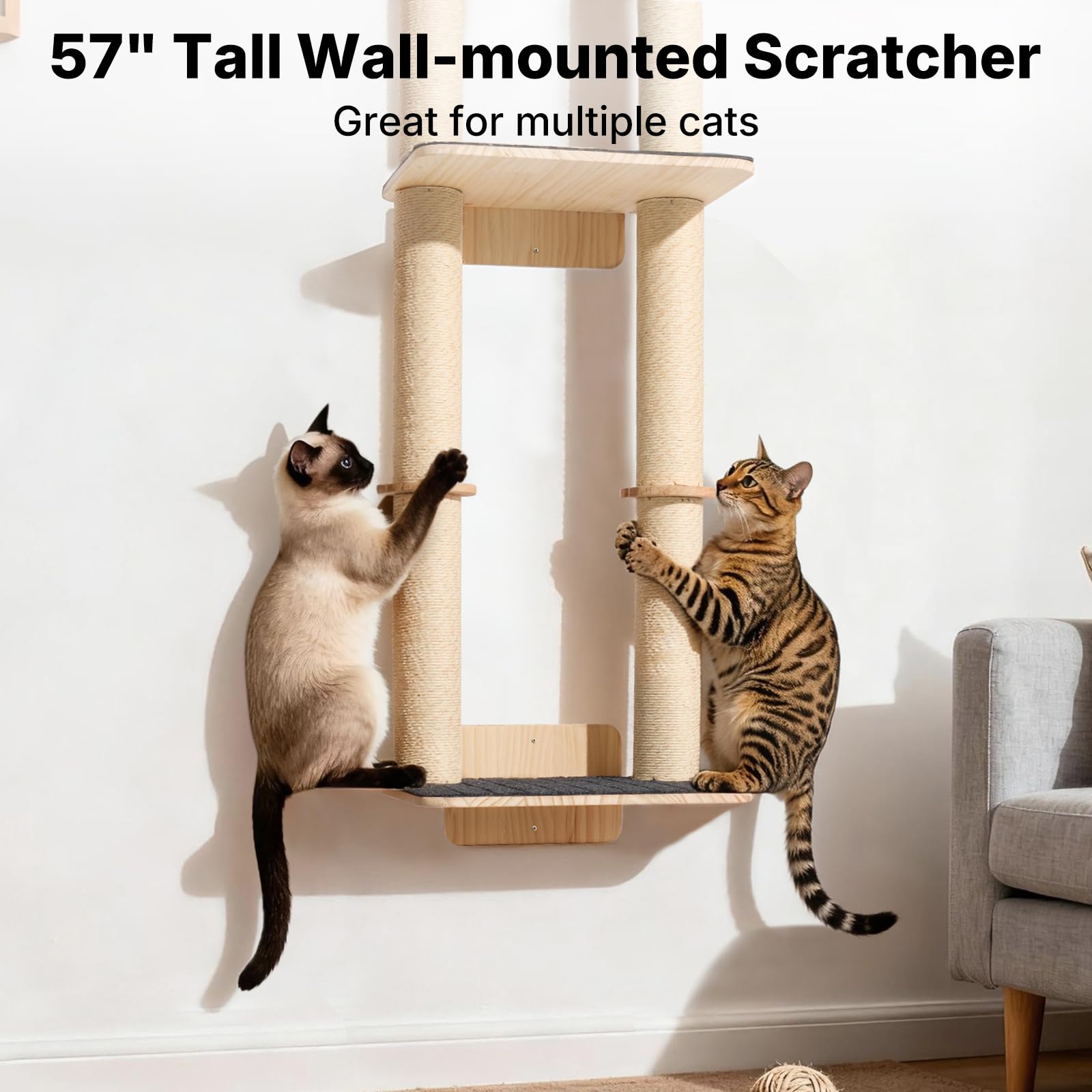 Postes sisal dual Veehoo para varios gatos al mismo tiempo.