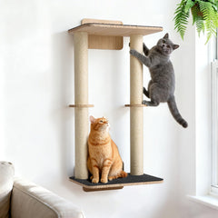 Rascador Veehoo con doble poste de sisal para varios gatos.