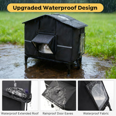 Techo impermeable y aleros protegen de lluvia y nieve.