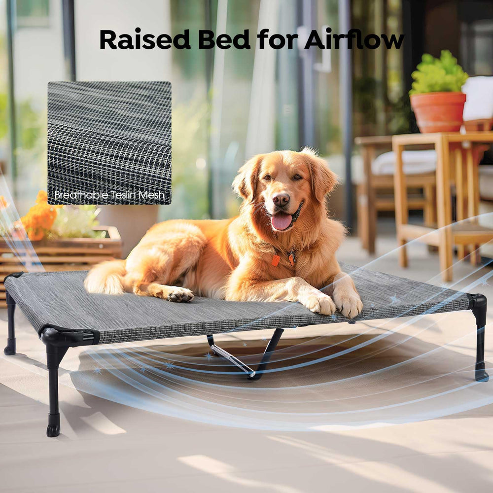 Cama Veehoo apta para interior y exterior para mayor versatilidad.