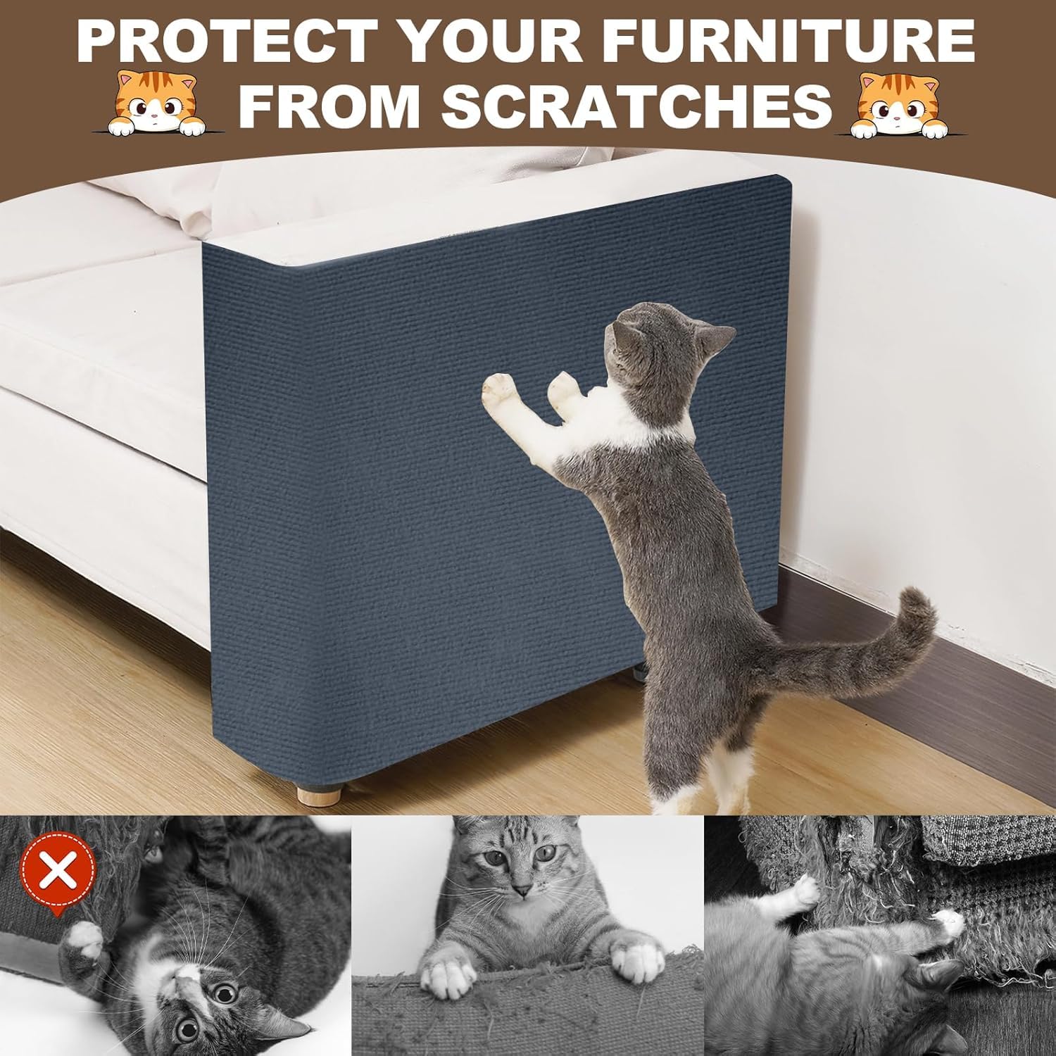 Protector antiarañazos Vefhby, protege sofás y alfombras con uso diario.