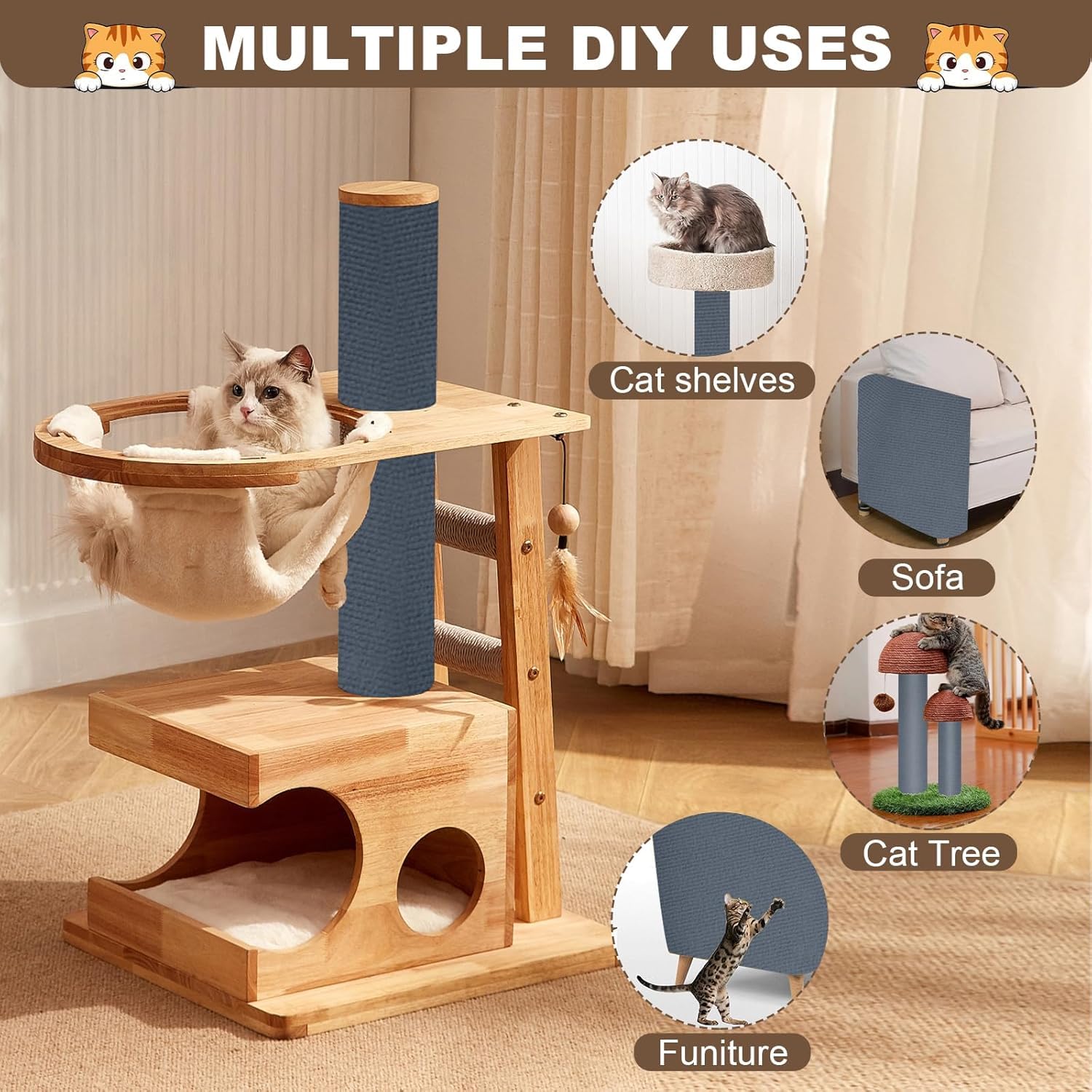 Zona de juego personalizable Vefhby, crea espacio interactivo para gatos.