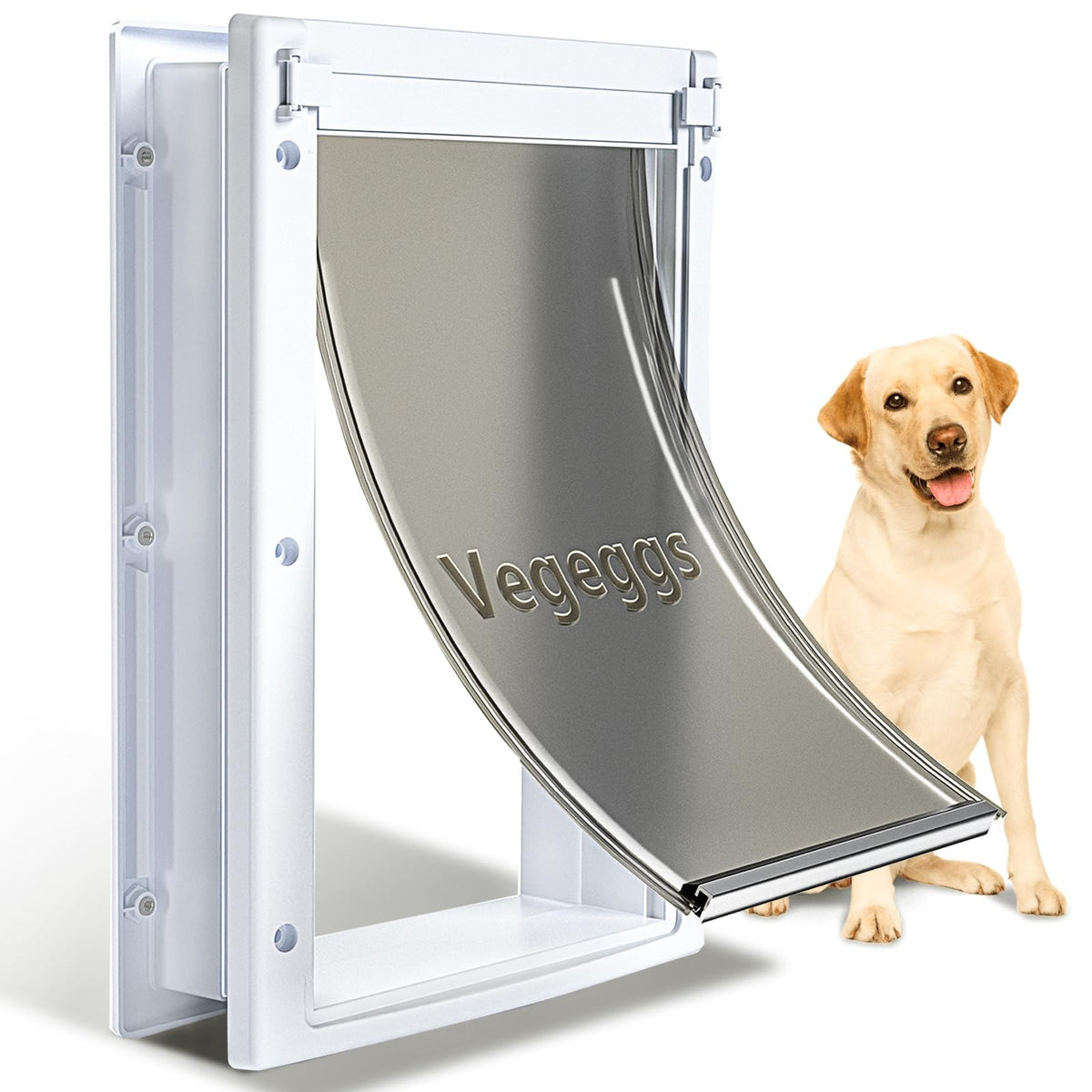 Vegeggs Puerta para mascotas, vista frontal, acceso rápido para perros y gatos.