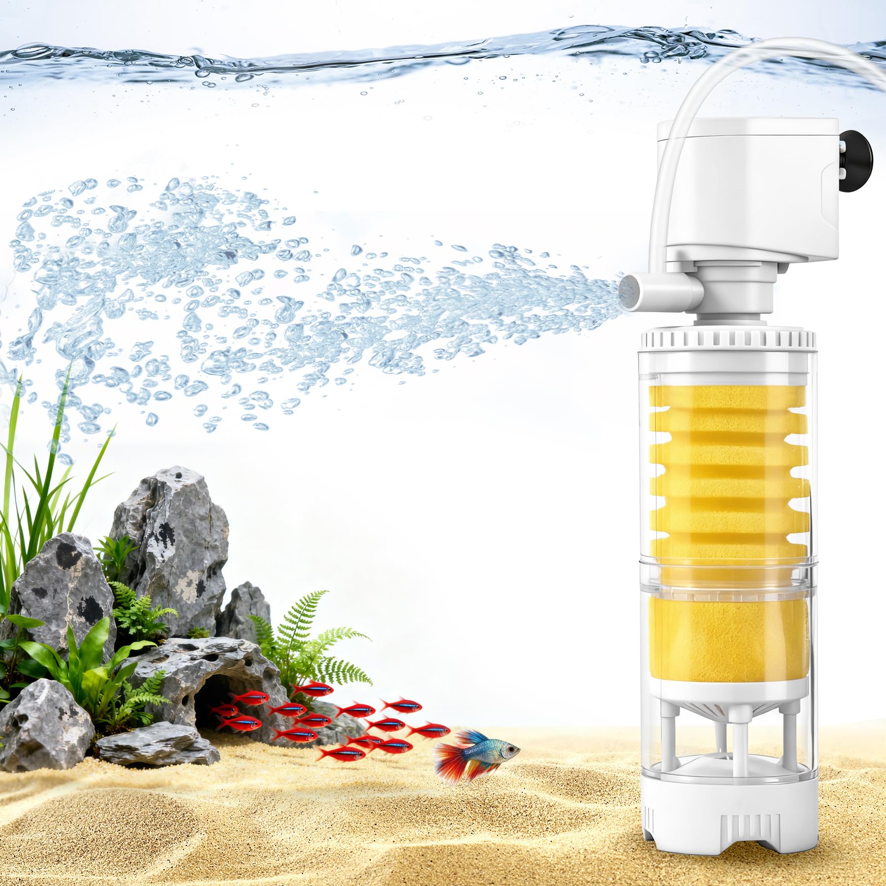 Vehipa filtro acuario 10-20 galones: sistema 4 en 1 para agua clara.