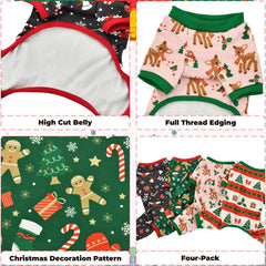 Vehomy pijamas perro diseños navideños con figuras, ideal para fiestas y fotos.