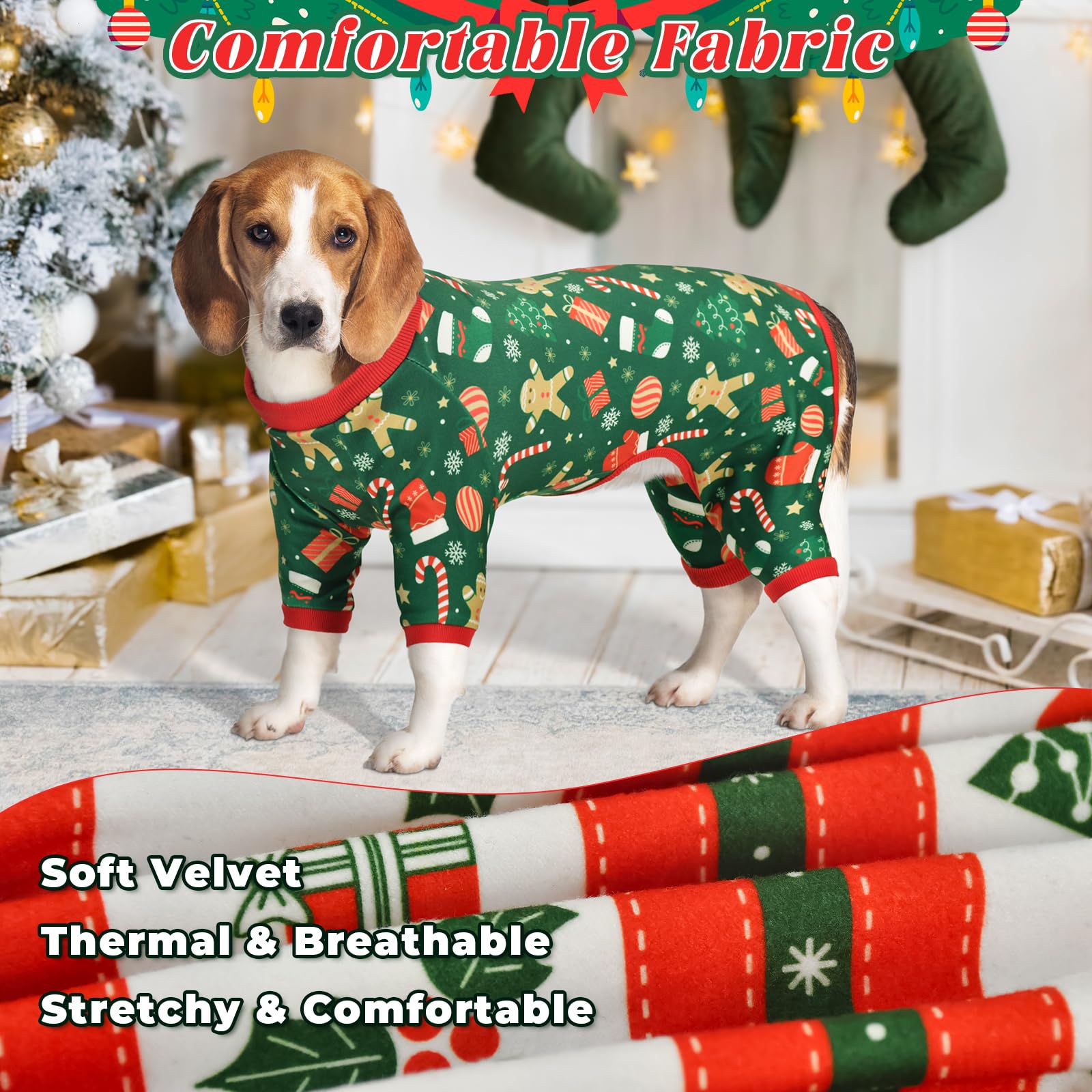 Vehomy pijamas perro tejido cálido de poliéster, perfecto para días fríos.