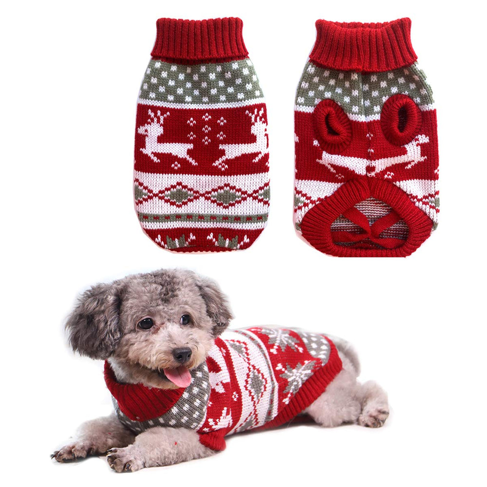Vehomy suéter navideño para perro con reno, ideal para paseos fríos.