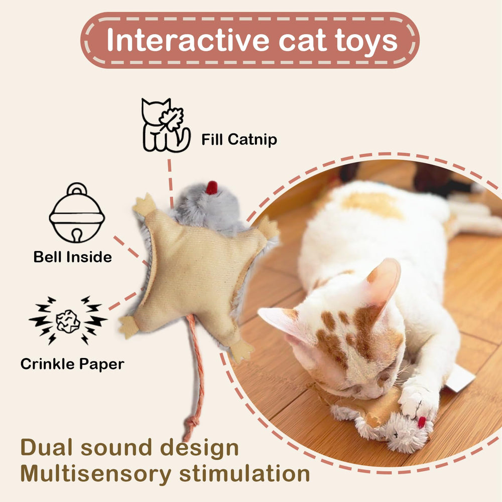 Veinbuty ratón catnip, crujiente con campana para estimular sentidos