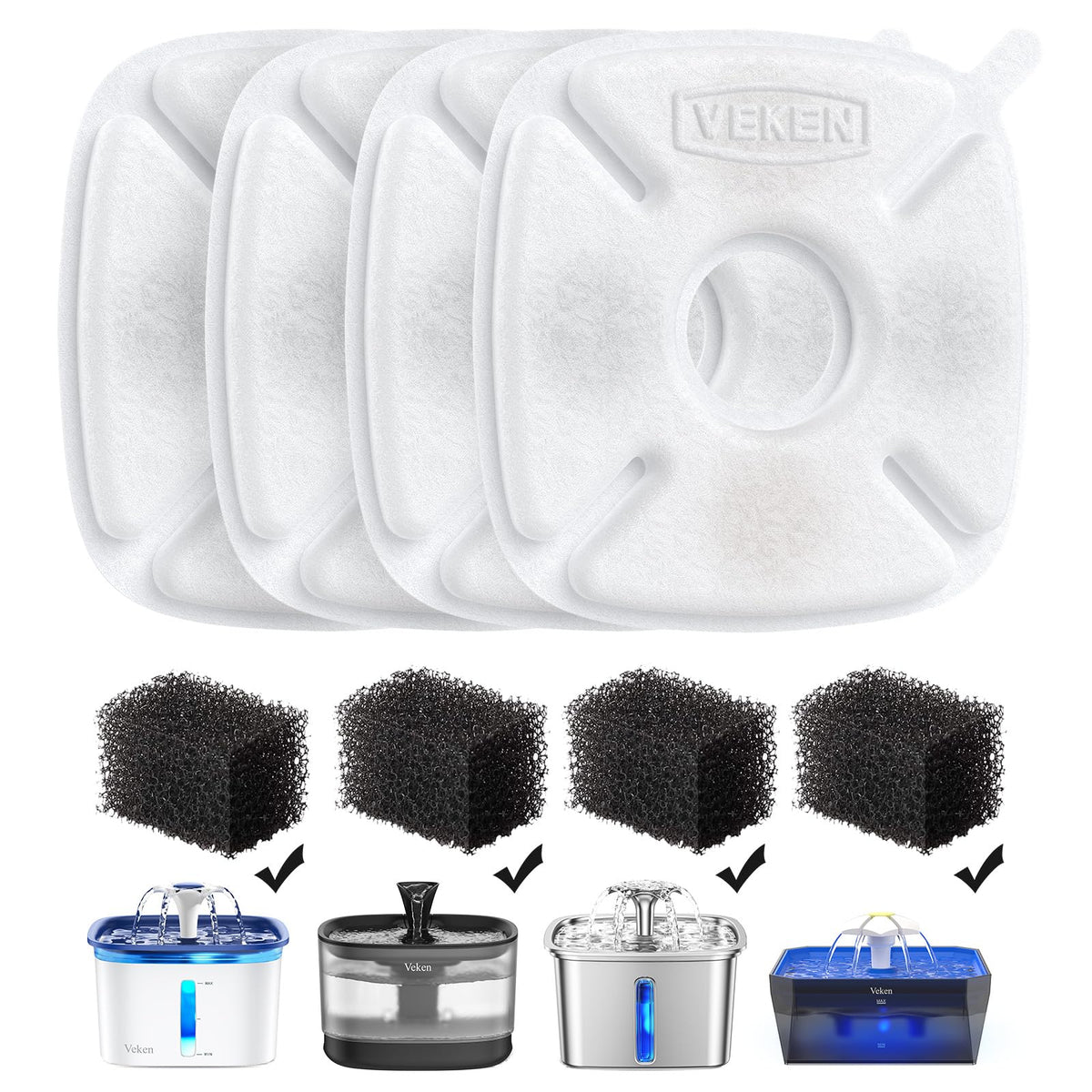 Filtro de repuesto Veken para fuente 50oz mejora sabor y claridad del agua