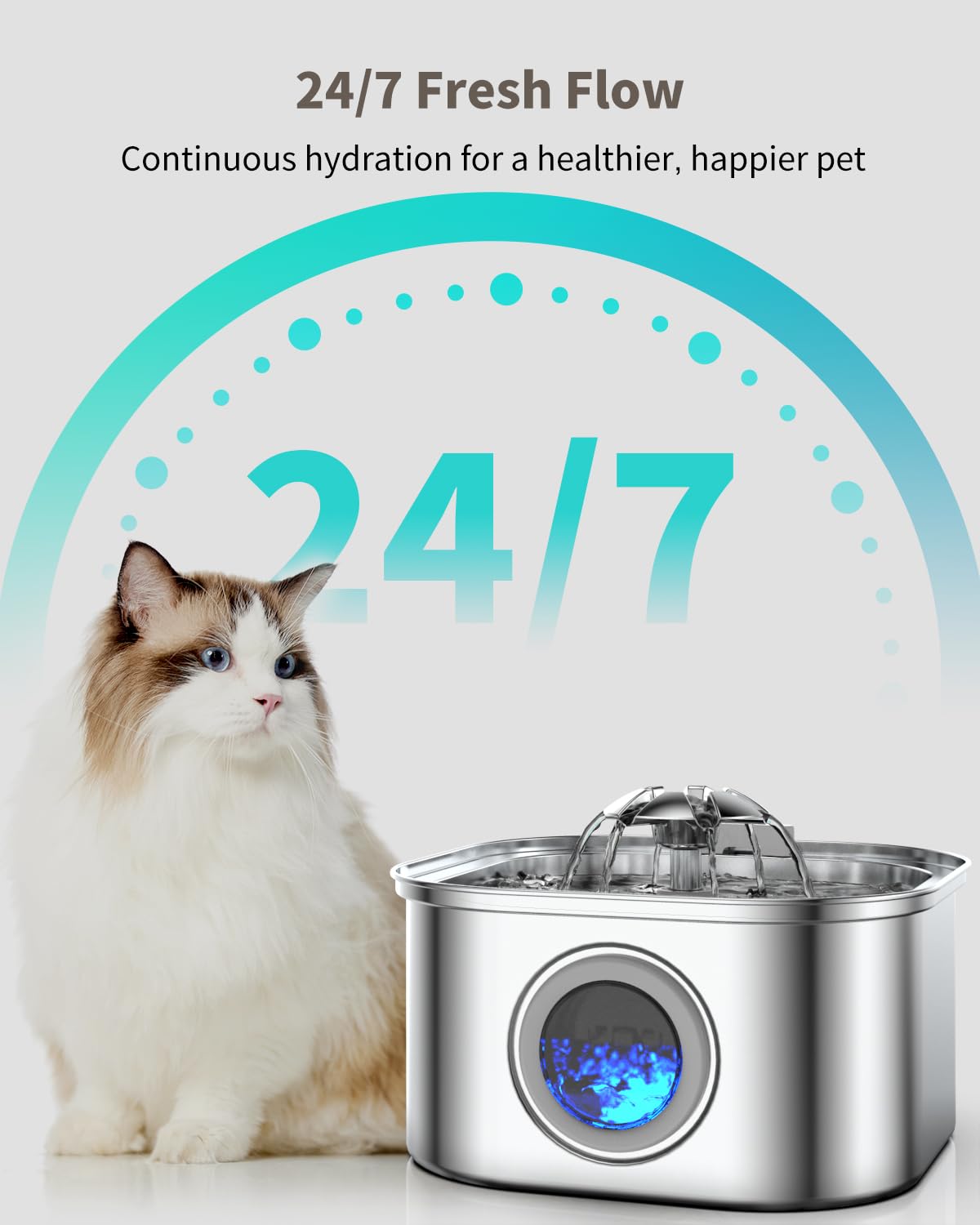 Recambios de filtro incluidos para agua fresca constante.