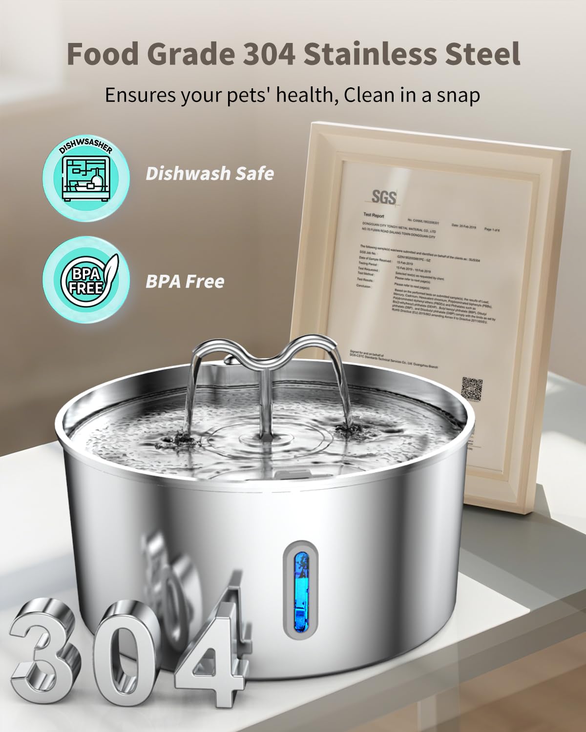 Boca de agua amplia Vekonn, bebida cómoda para razas grandes.