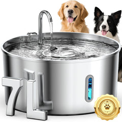 Vekonn fuente de agua para perros grandes en acero inoxidable con gran capacidad.