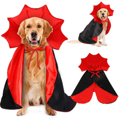 Vellibring capa de vampiro para perro en rojo y negro, ideal para fiestas.