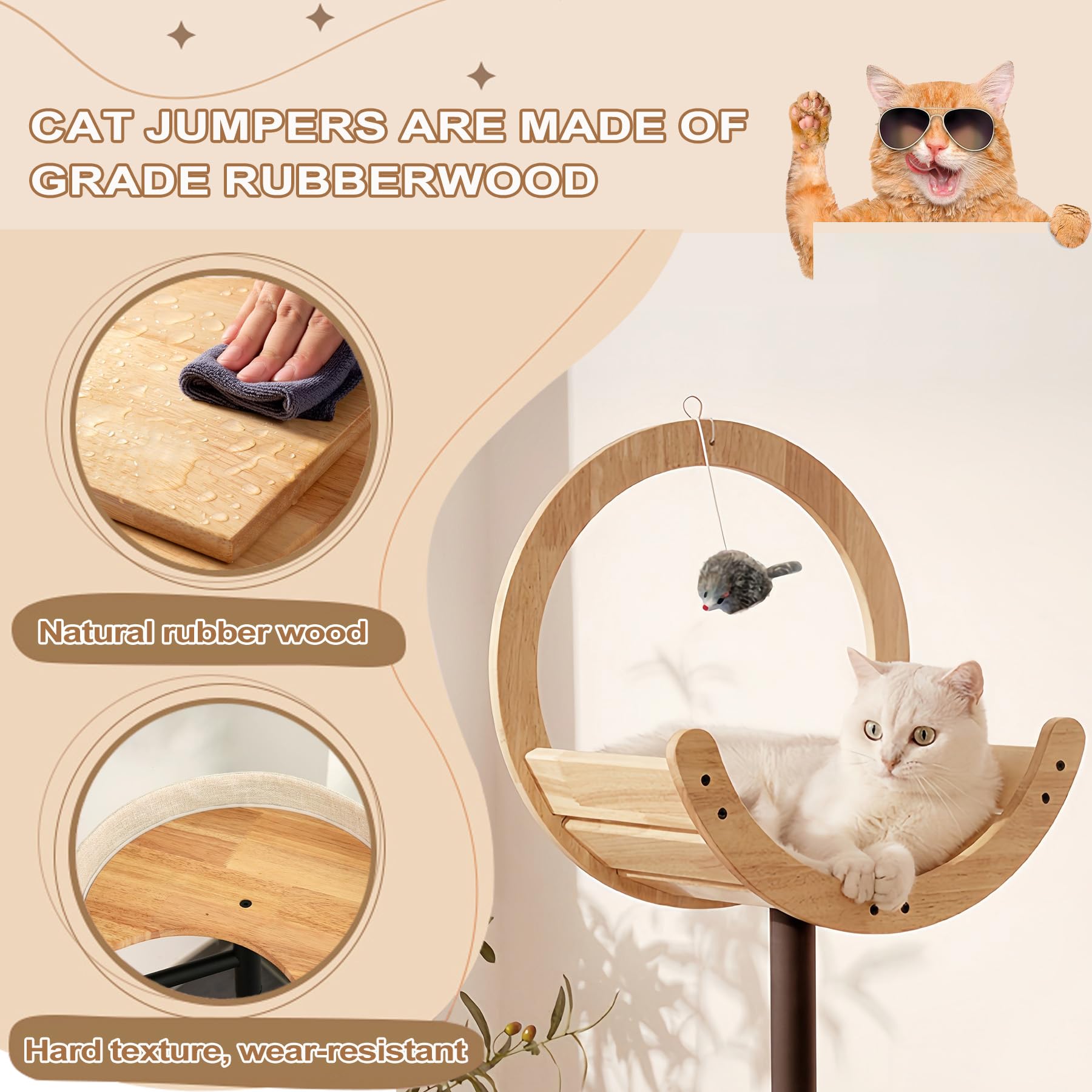 Venuvits Cat Tree 66in base robusta ofrece estabilidad.