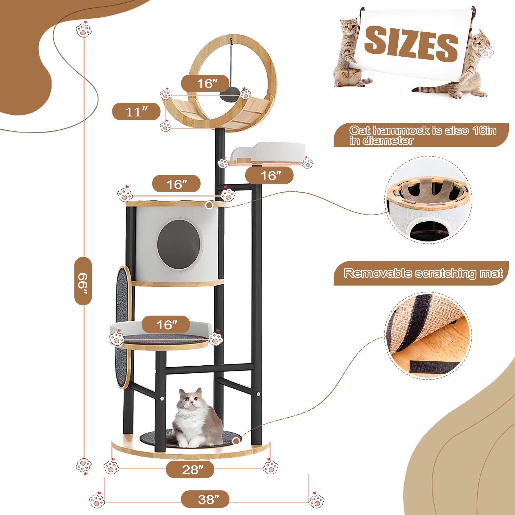 Venuvits Cat Tree 66in escalera interior para exploración.