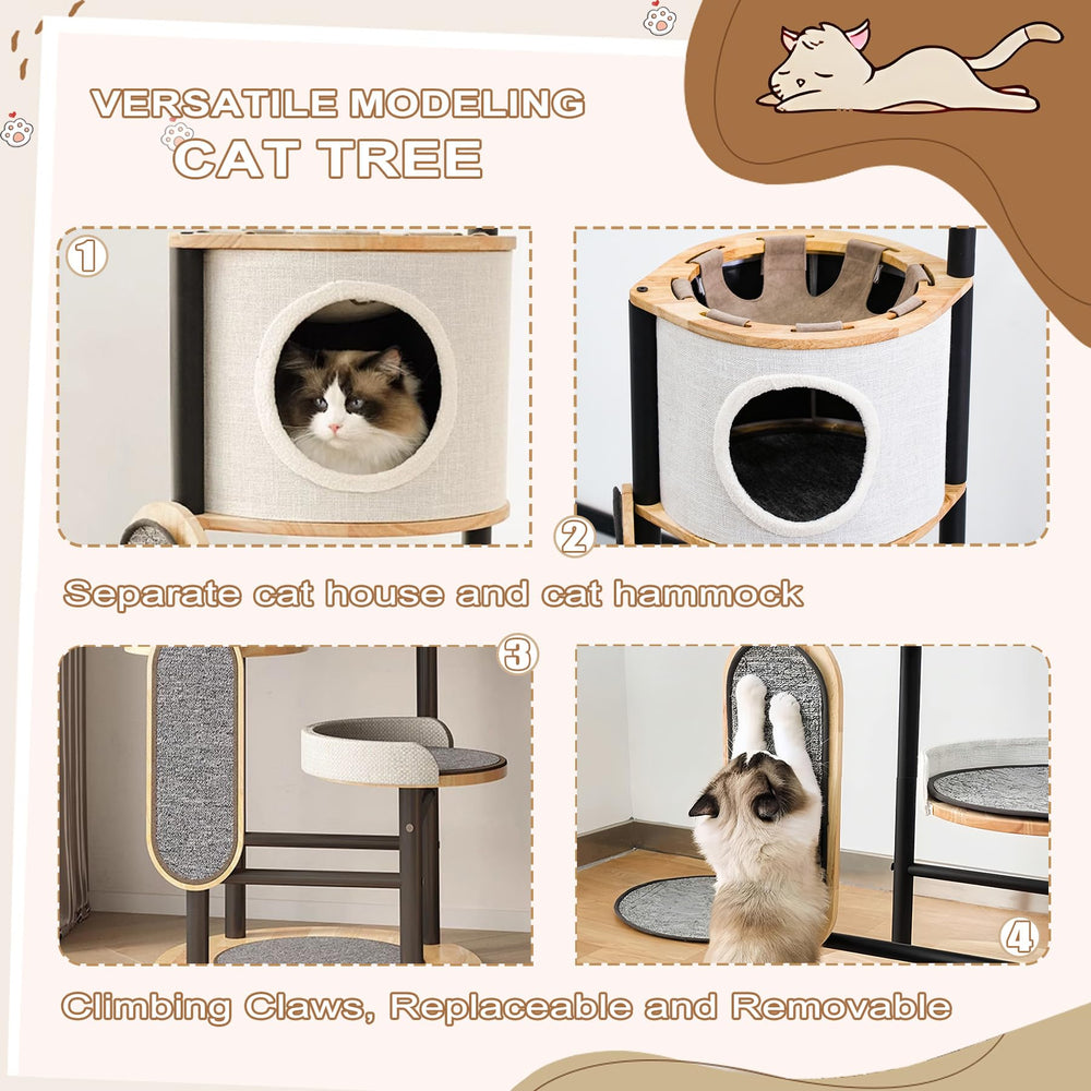 Venuvits Cat Tree 66in poste rascador para uñas y juego.