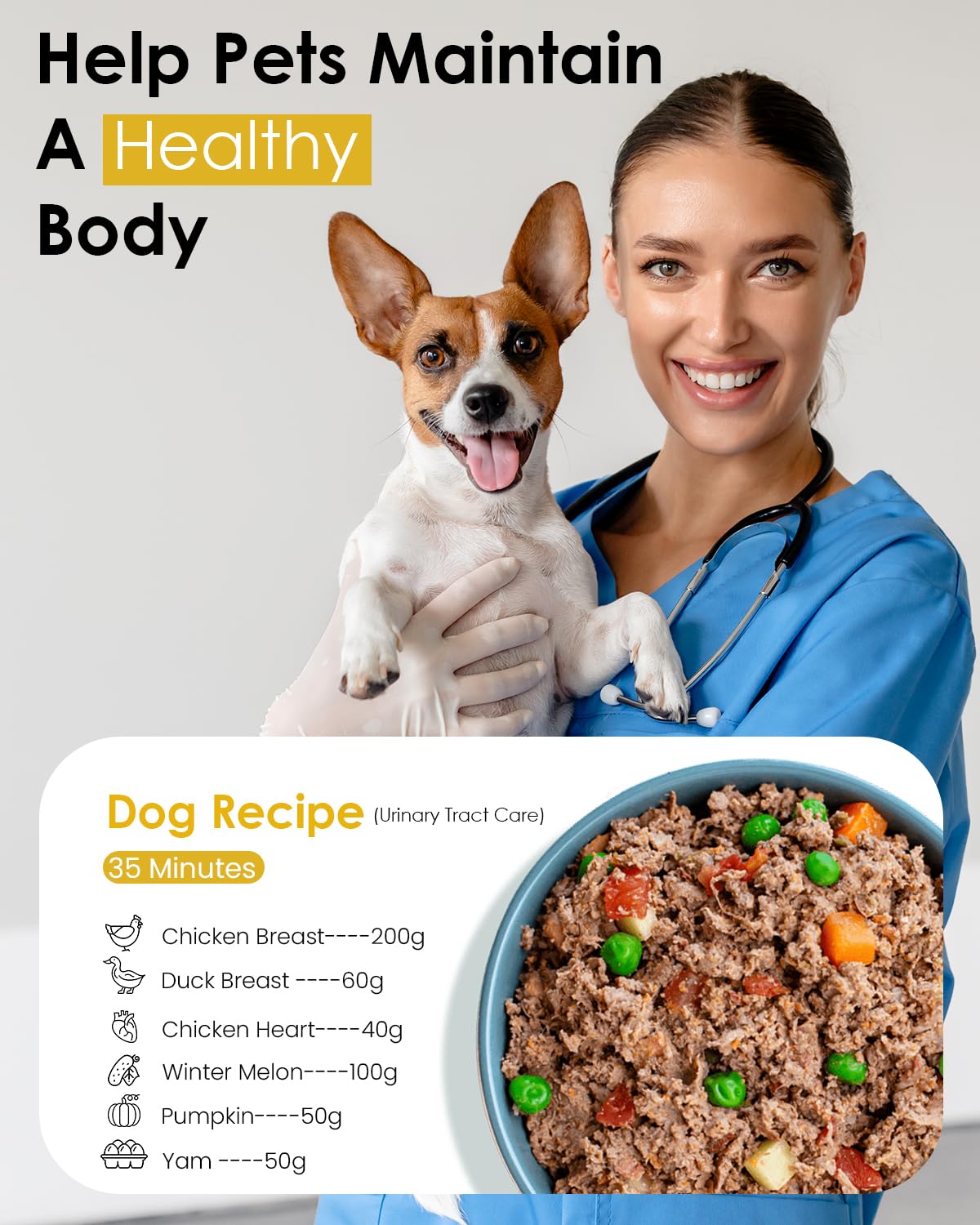 VEPOUYU Pet Fresh Meal Maker capacidad 2,6 qt para varias mascotas