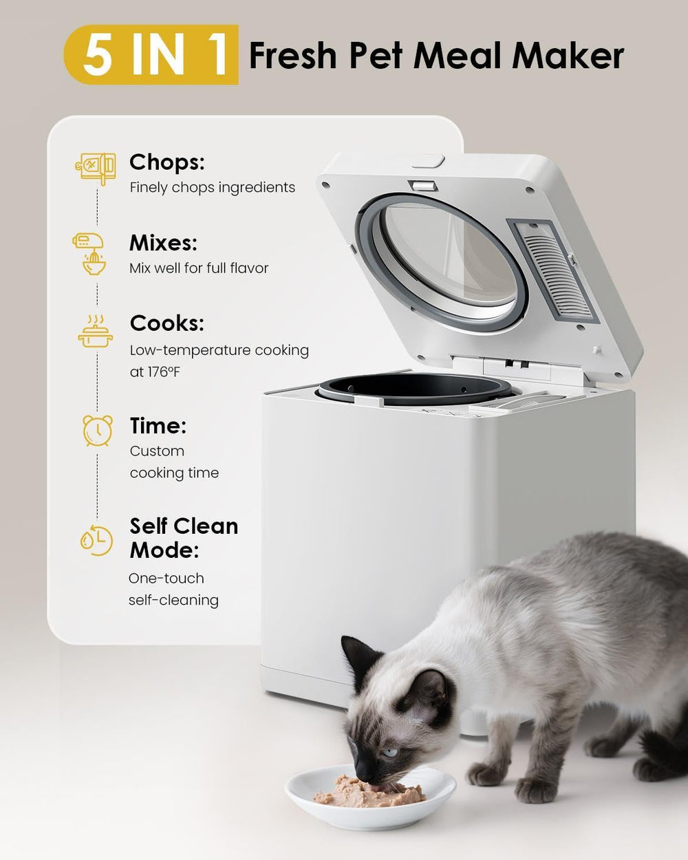 VEPOUYU Pet Fresh Meal Maker cocción lenta para conservar sabor y nutrientes
