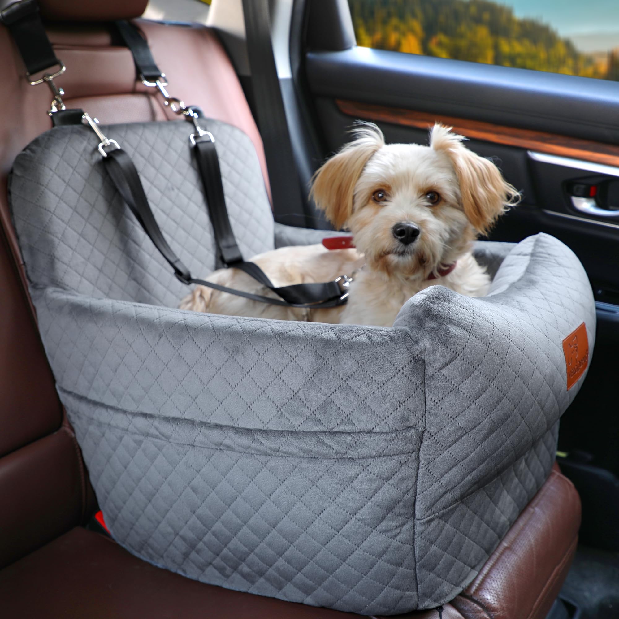 VERGODPRO asiento elevador para perro en coche, seguridad mejorada.