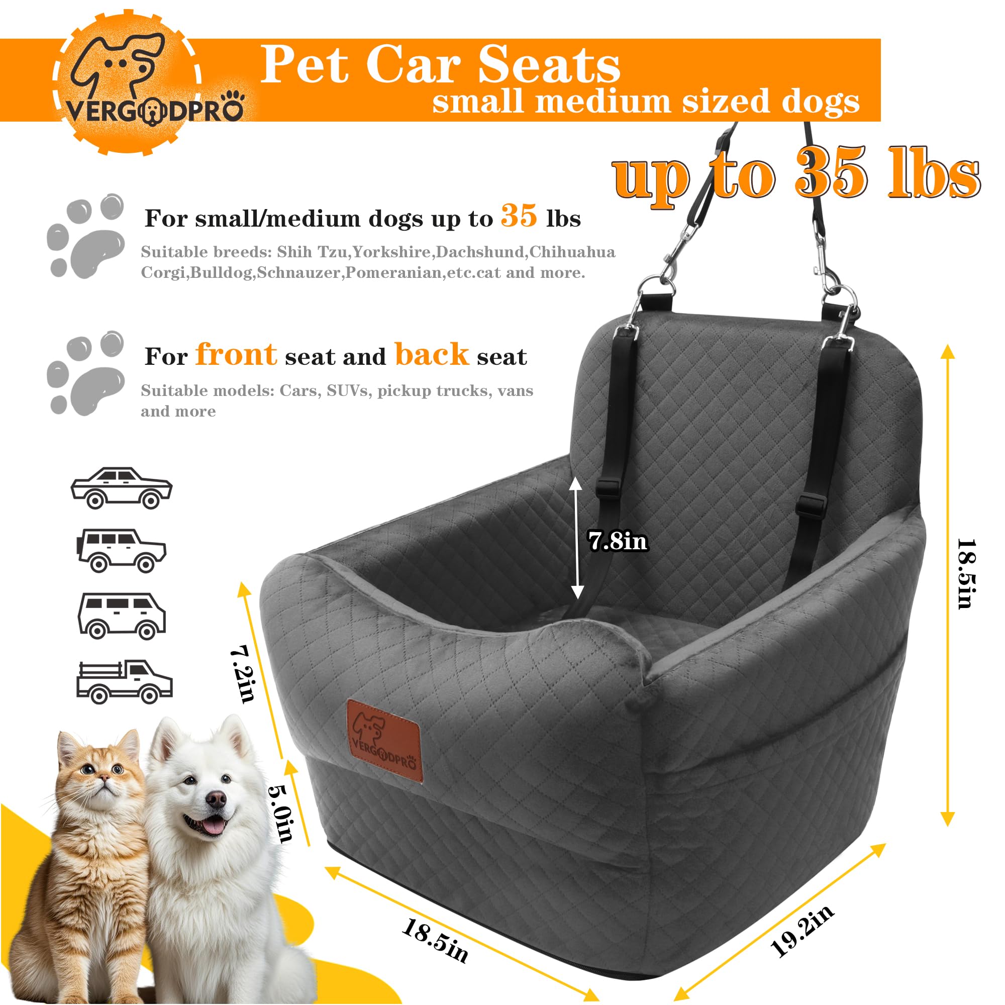 VERGODPRO cinturón de seguridad para perro, fijación estable en coche.