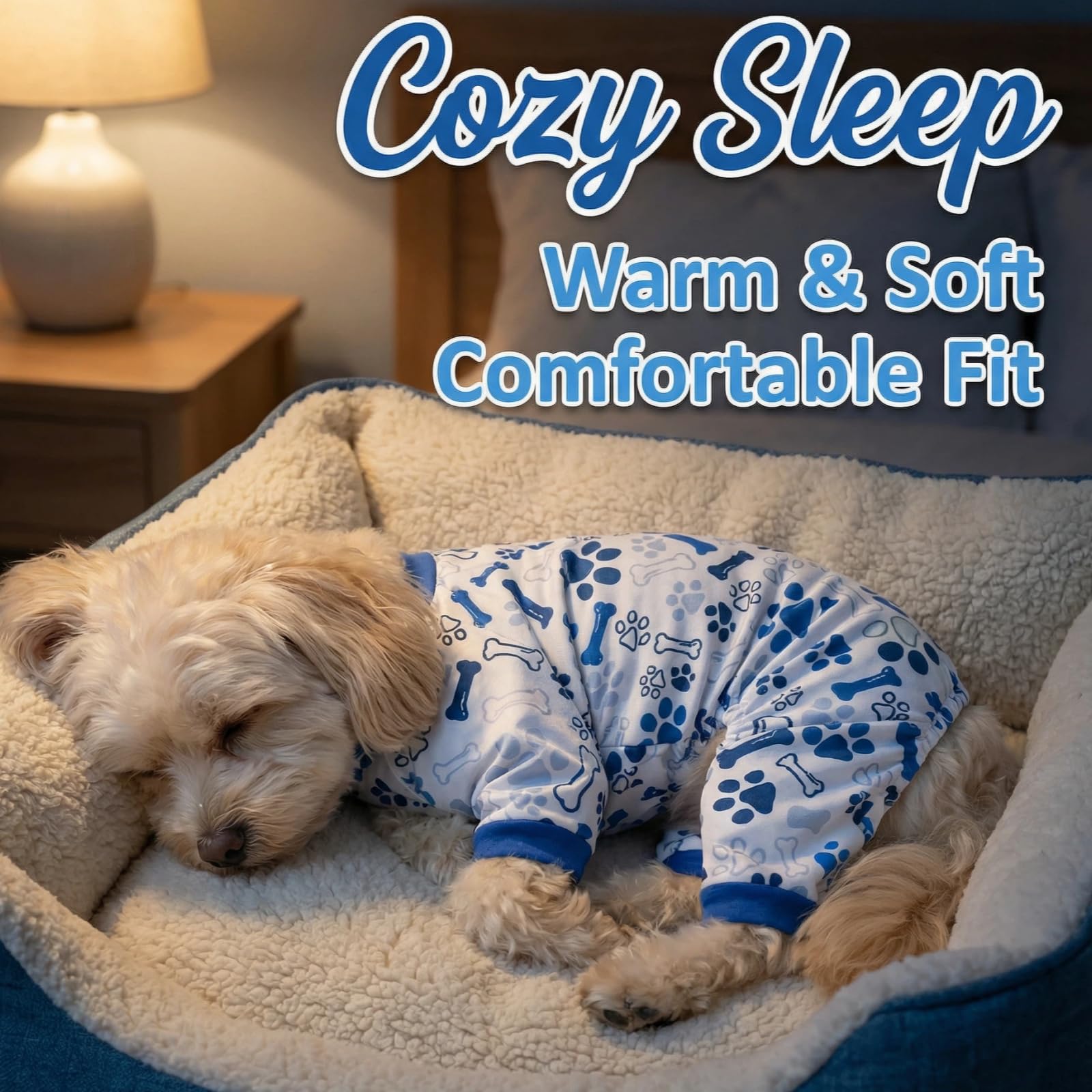 Vet-Approved Pijamas calmantes para perros, corte alto en barriga para pausas cómodas.