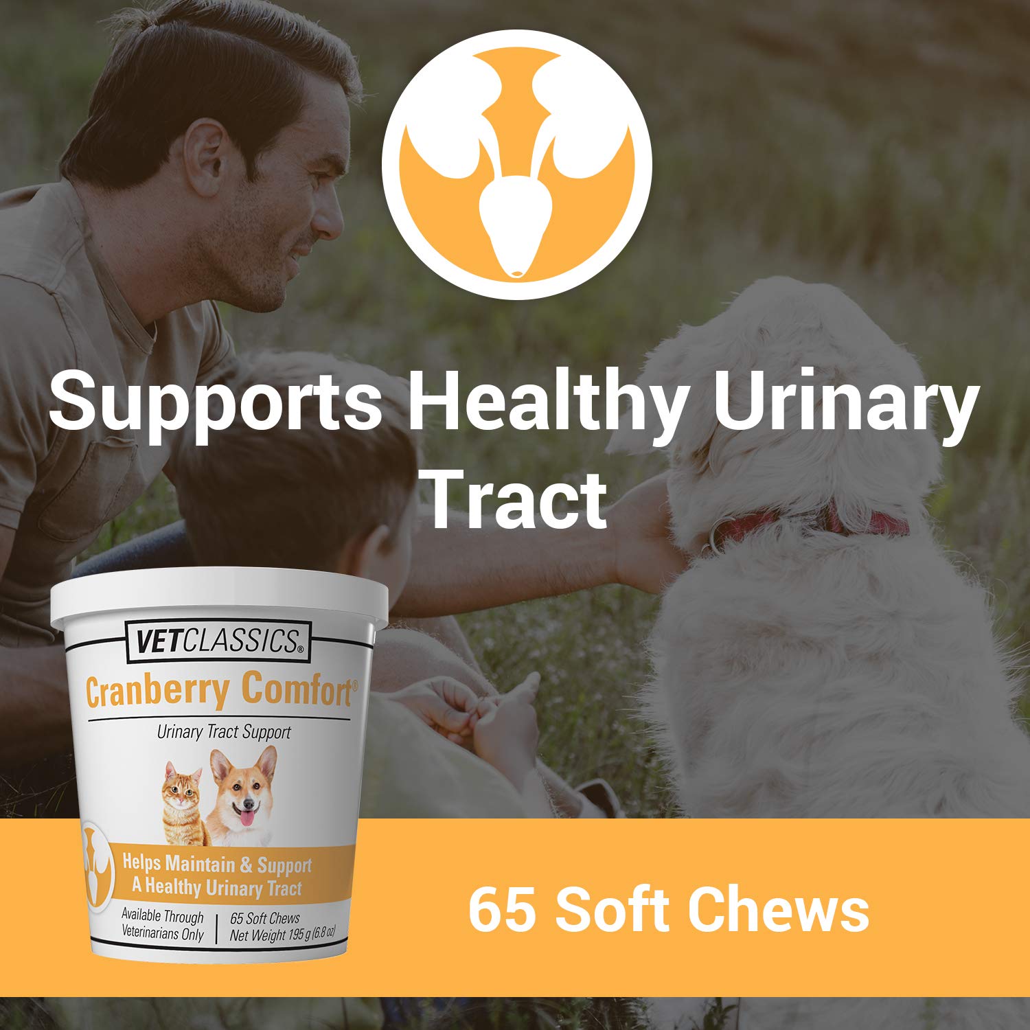Vet Classics Cranberry Comfort: gomitas blandas en mano para apoyo urinario.