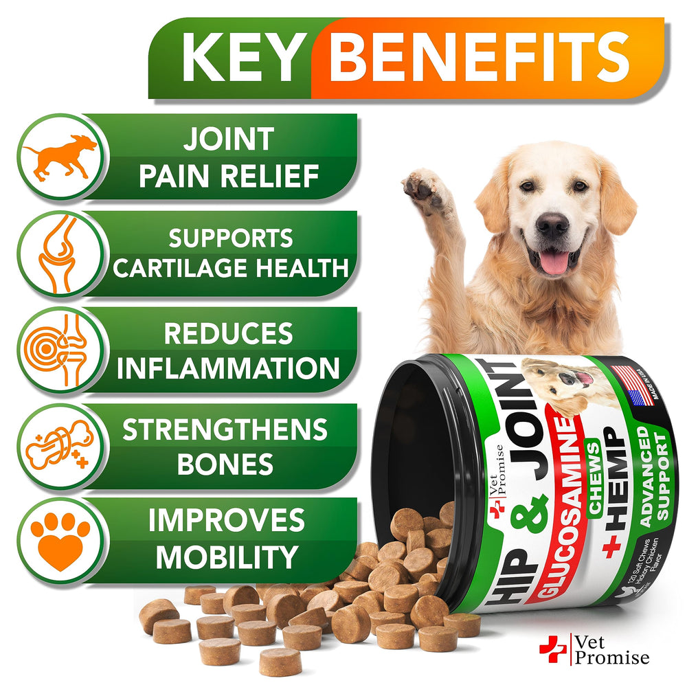 Vet Promise aceite canamo para articulaciones de perros, apoyo natural.
