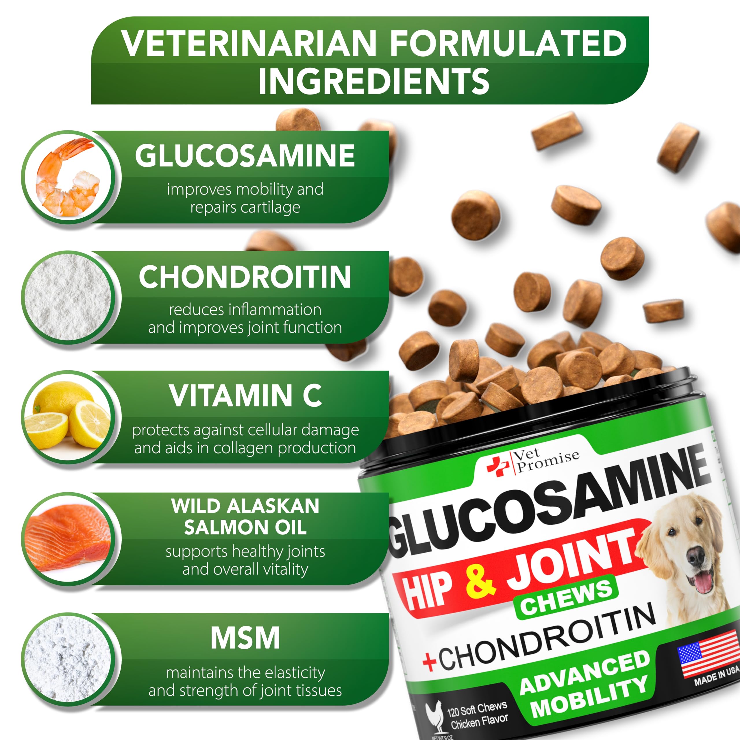 Vet Promise alivio dolor articular perros: apoyo suave para caminar mejor.