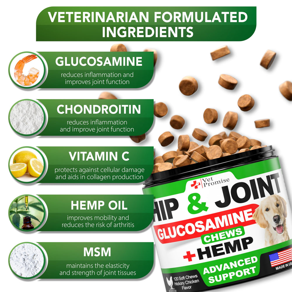 Vet Promise glucosamina para articulaciones de perros, apoyo al cartílago.